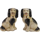 Handgeschilderde zwarte porseleinen hond paar kleine beeldjes Home Decor