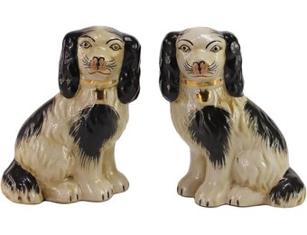 Handgeschilderde zwarte porseleinen hond paar kleine beeldjes Home Decor