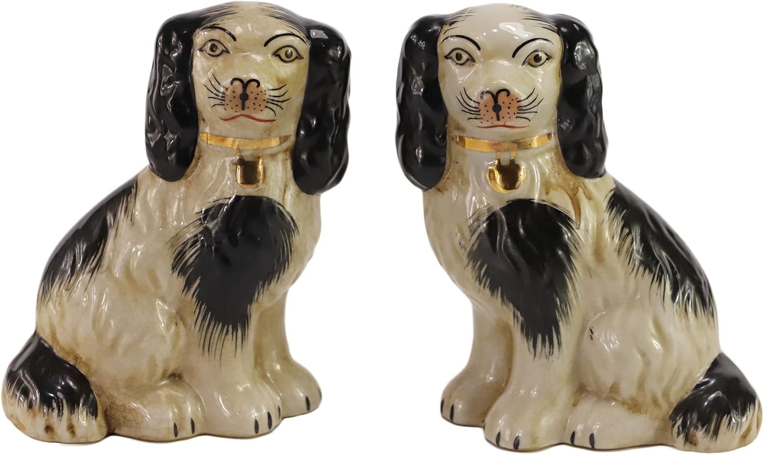 Handgeschilderde zwarte porseleinen hond paar kleine beeldjes Home Decor