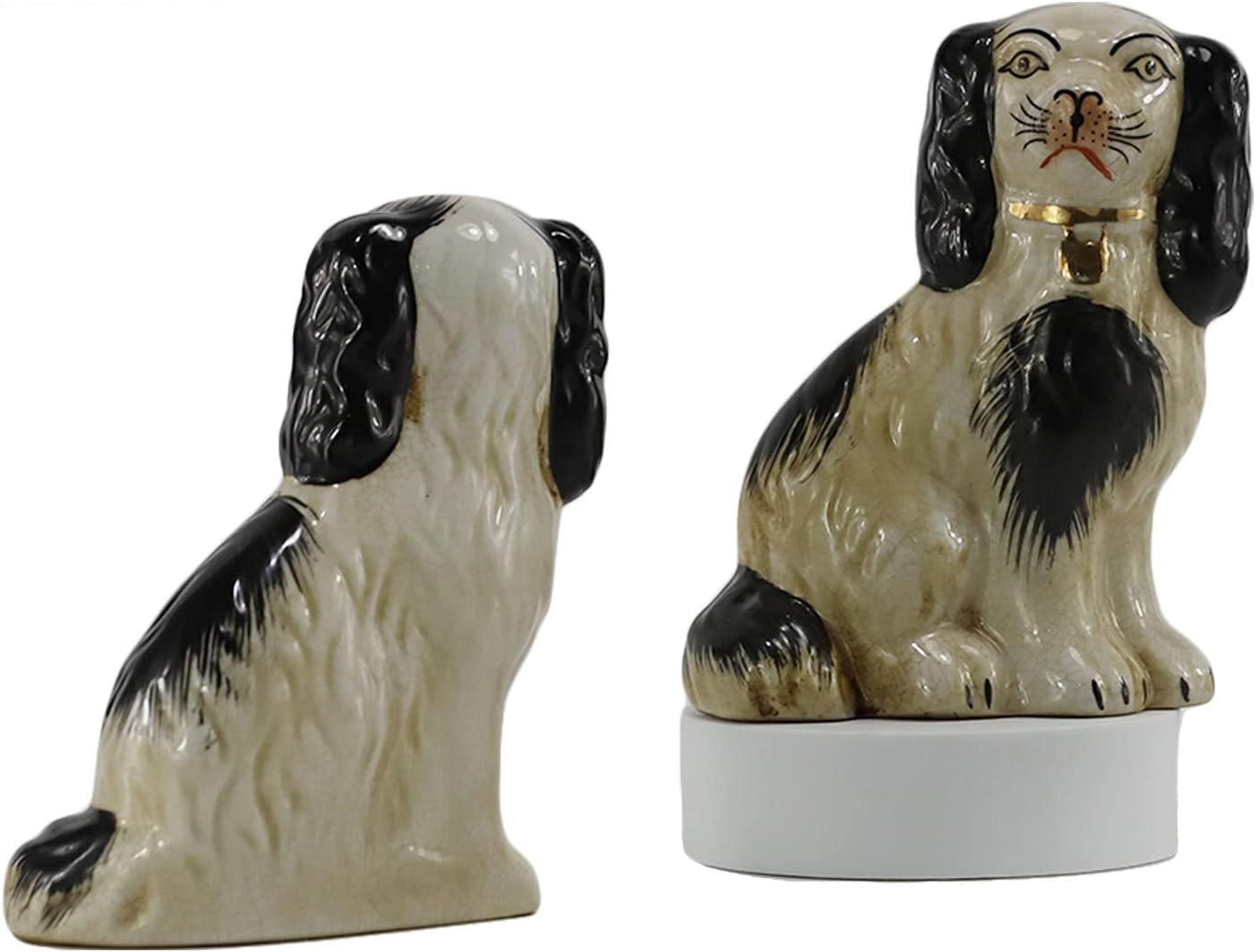 Handgeschilderde zwarte porseleinen hond paar kleine beeldjes Home Decor