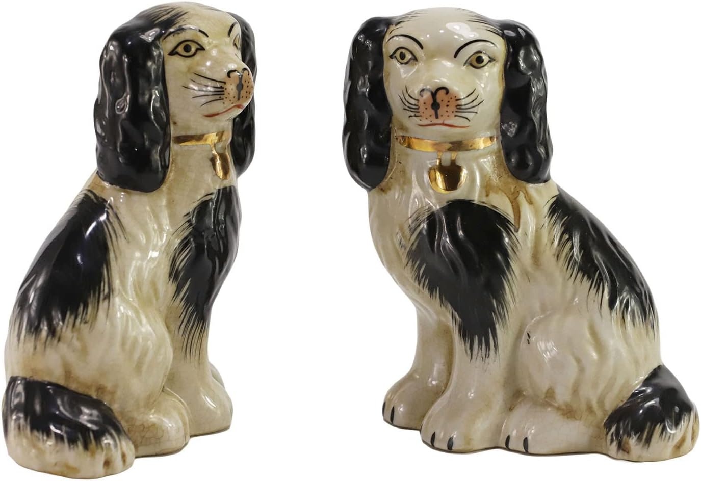 Handgeschilderde zwarte porseleinen hond paar kleine beeldjes Home Decor