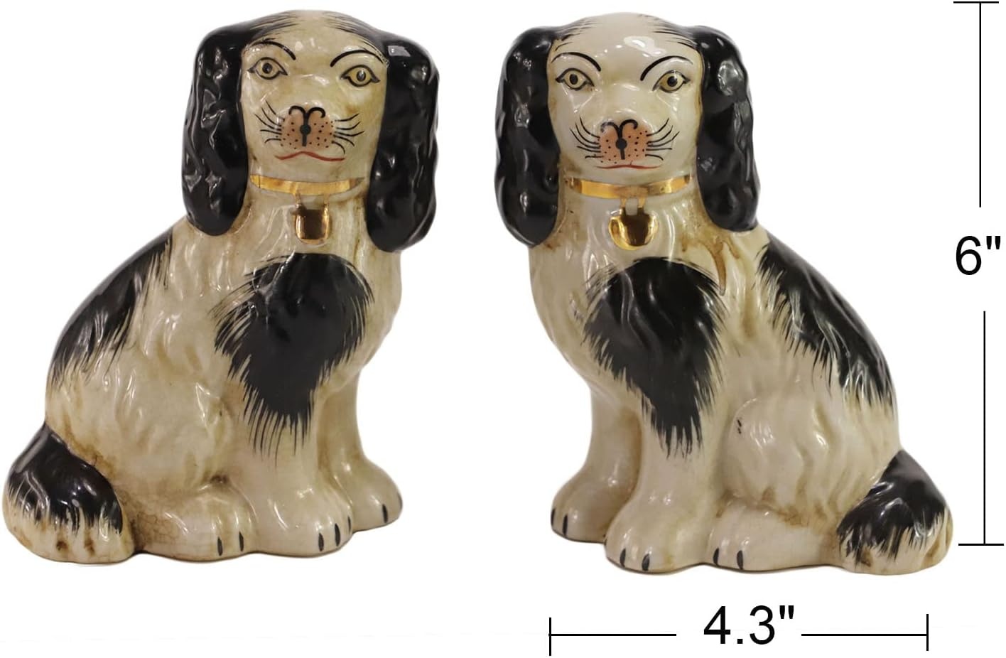 Handgeschilderde zwarte porseleinen hond paar kleine beeldjes Home Decor