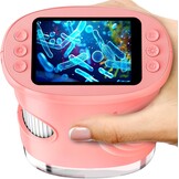 Ashfly Digitale microscoop voor kinderen, 1080p HD 2,0 inch scherm, zakmicroscoop, ledverlichting, aansluiting op pc, mini-microscoop buiten, cadeaus voor 4-12 jaar, roze