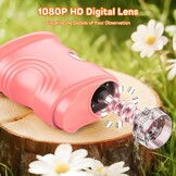 Ashfly Digitale microscoop voor kinderen, 1080p HD 2,0 inch scherm, zakmicroscoop, ledverlichting, aansluiting op pc, mini-microscoop buiten, cadeaus voor 4-12 jaar, roze