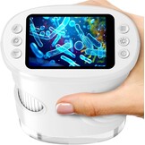 Ashfly Digitale microscoop voor kinderen, 1080p HD 2,0 inch scherm, zakmicroscoop, ledverlichting, aansluiting op pc, mini-microscoop buiten, cadeaus voor 4-12 jaar, roze