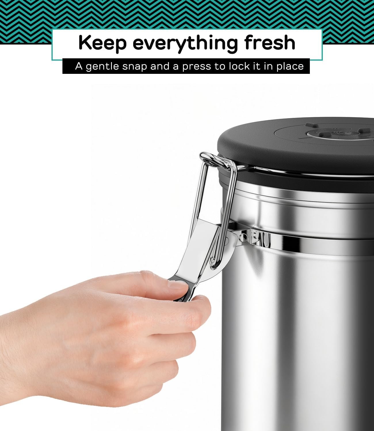 Coffee Gator Koffieblik roestvrij staal, luchtdichte voorraaddoos met deksel, datumtracker, CO2-vrijgifteventiel, maatlepel, voor koffiebonen, koffiepoeder, noten, thee, suiker, meel