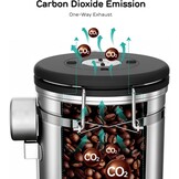 Coffee Gator Koffieblik roestvrij staal, luchtdichte voorraaddoos met deksel, datumtracker, CO2-vrijgifteventiel, maatlepel, voor koffiebonen, koffiepoeder, noten, thee, suiker, meel