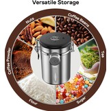 Coffee Gator Koffieblik roestvrij staal, luchtdichte voorraaddoos met deksel, datumtracker, CO2-vrijgifteventiel, maatlepel, voor koffiebonen, koffiepoeder, noten, thee, suiker, meel