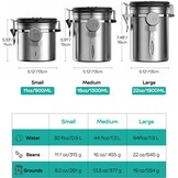Coffee Gator Koffieblik roestvrij staal, luchtdichte voorraaddoos met deksel, datumtracker, CO2-vrijgifteventiel, maatlepel, voor koffiebonen, koffiepoeder, noten, thee, suiker, meel