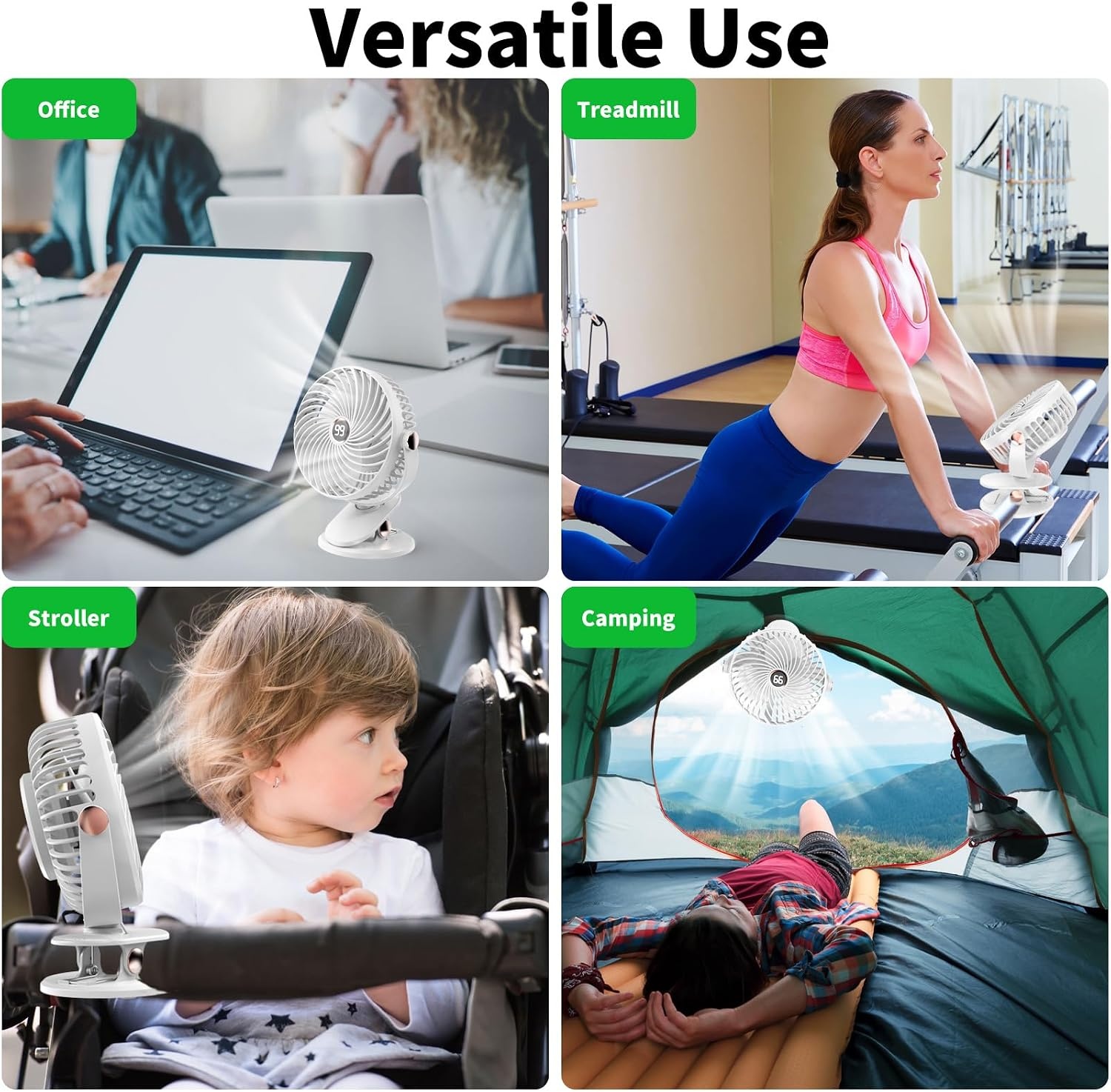 Clip-on Ventilator - Oplaadbaar - 6 inch - 5 Snelheden - Wit