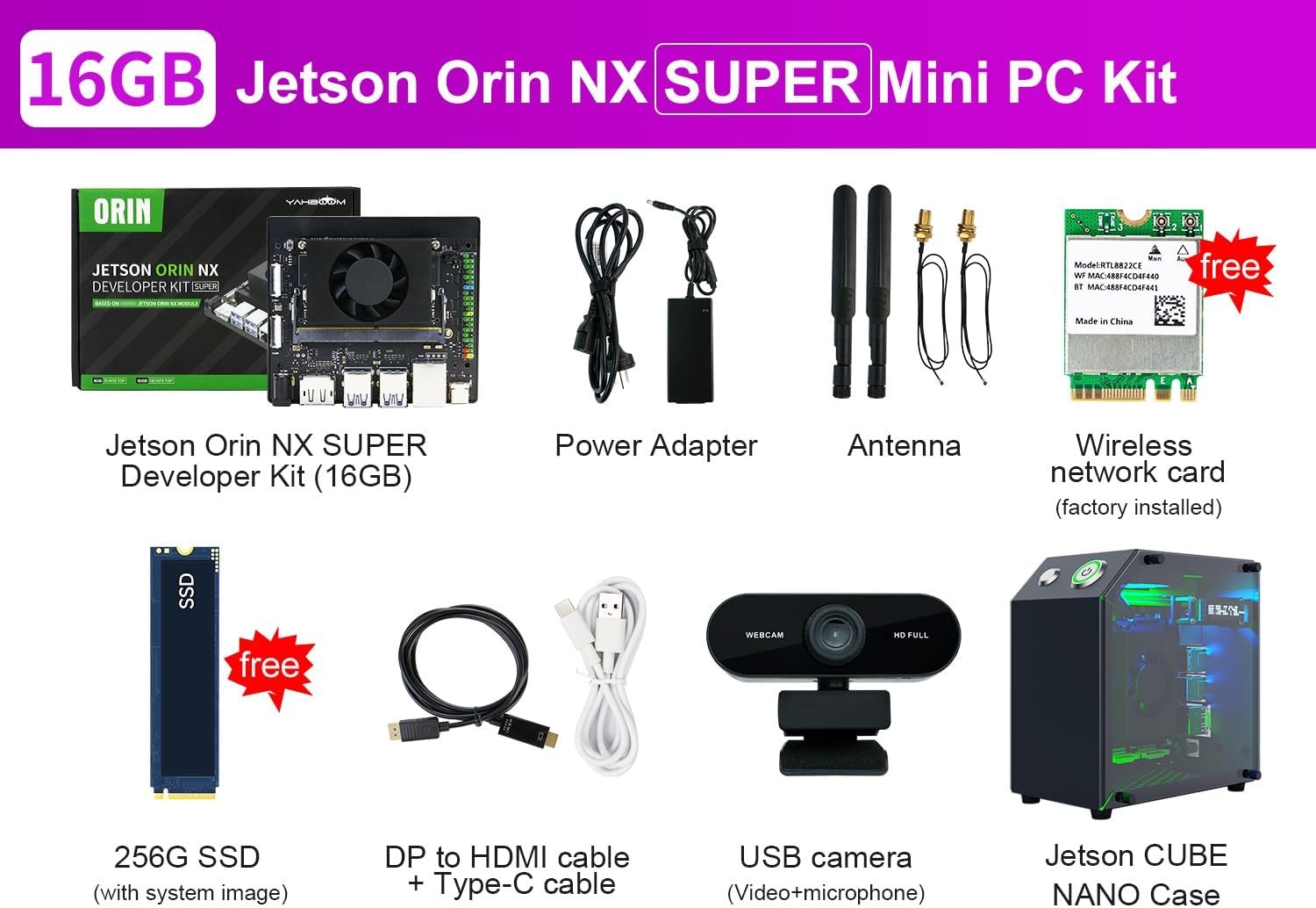 Mini PC Jetson Orin NX 16GB AI, 157 TOPS, 256GB SSD, Actieve Koeling - 35% Korting