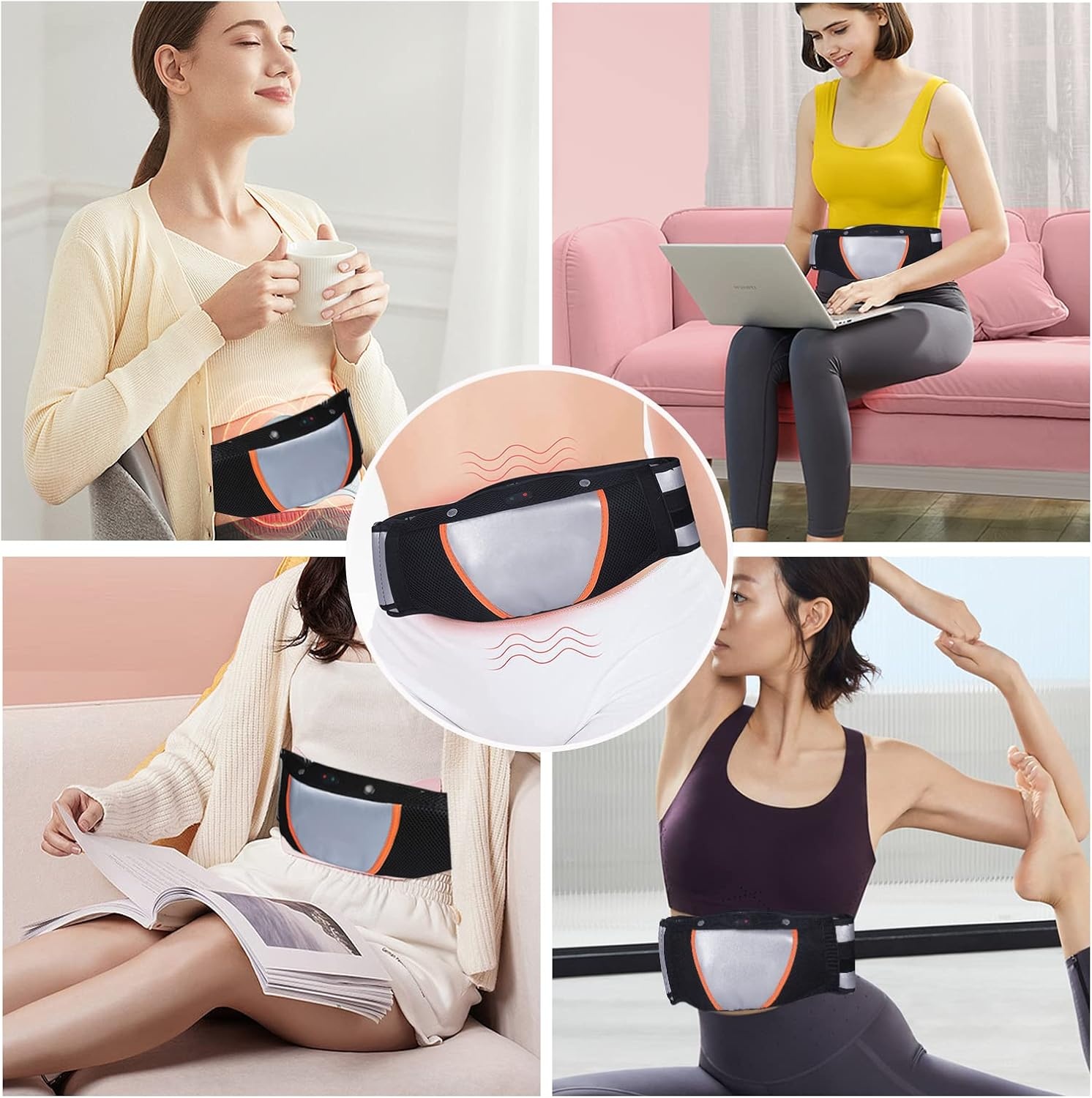 Afslankband met Verwarming & Vibratie - Zwart - 28% Korting