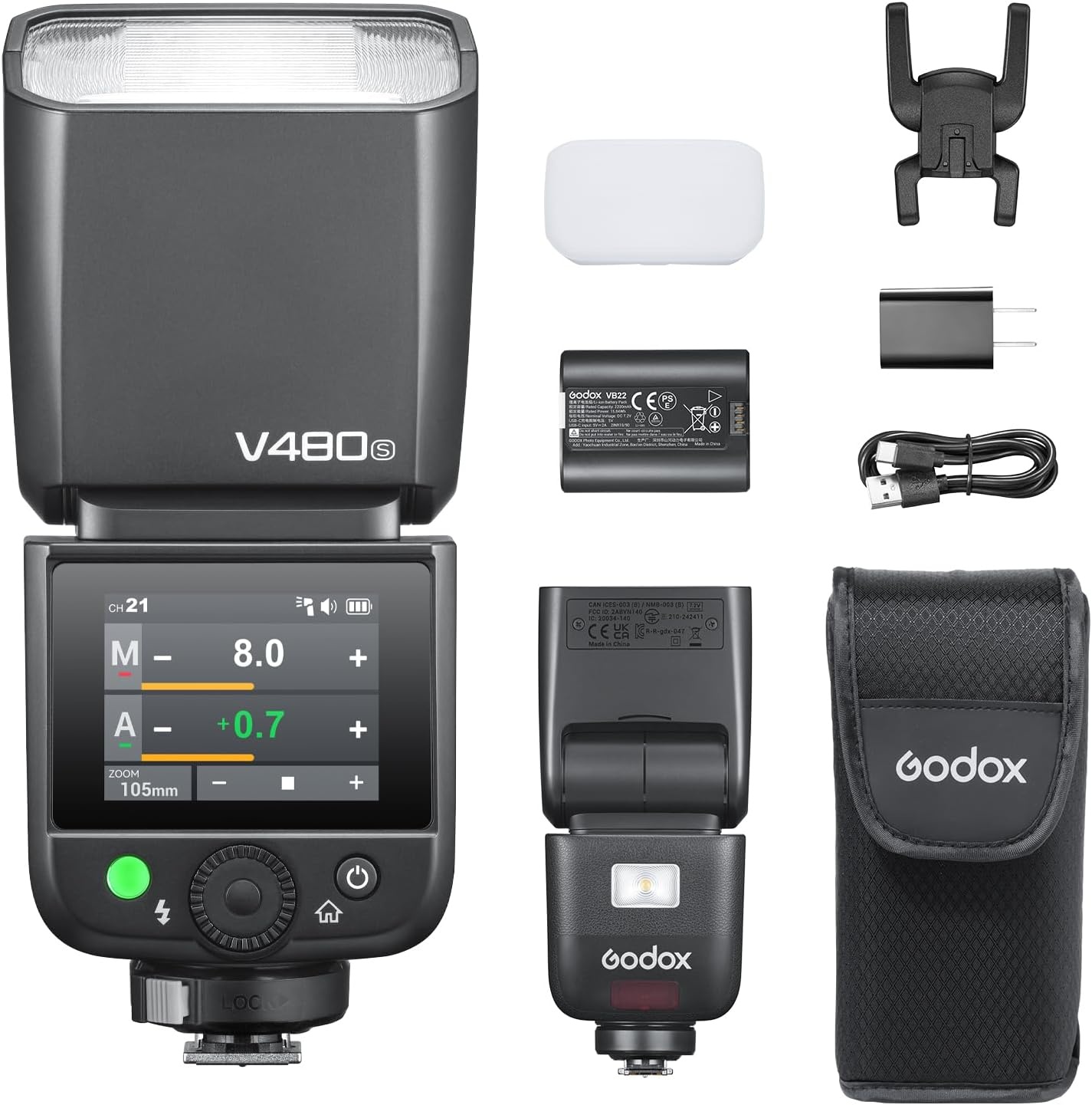 Cameraflitser GODOX V480-S voor Sony, GN50, TTL, HSS, 1/8000s, 35% Korting
