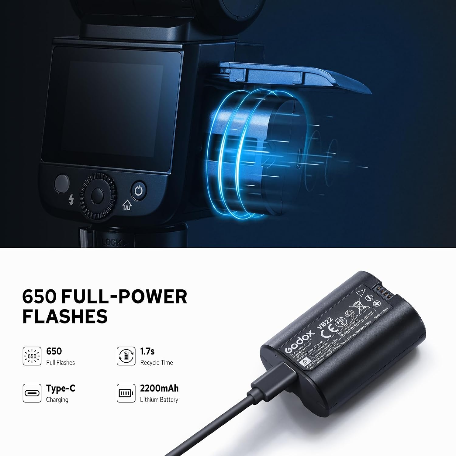 Cameraflitser GODOX V480-S voor Sony, GN50, TTL, HSS, 1/8000s, 35% Korting