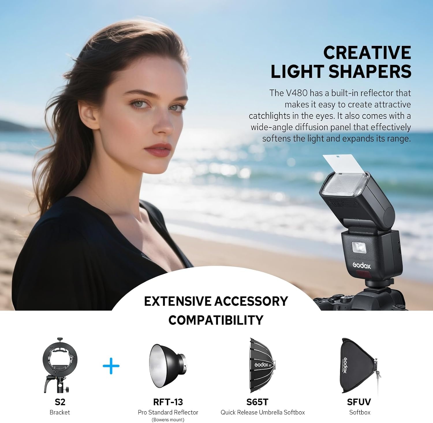 Cameraflitser GODOX V480-S voor Sony, GN50, TTL, HSS, 1/8000s, 35% Korting