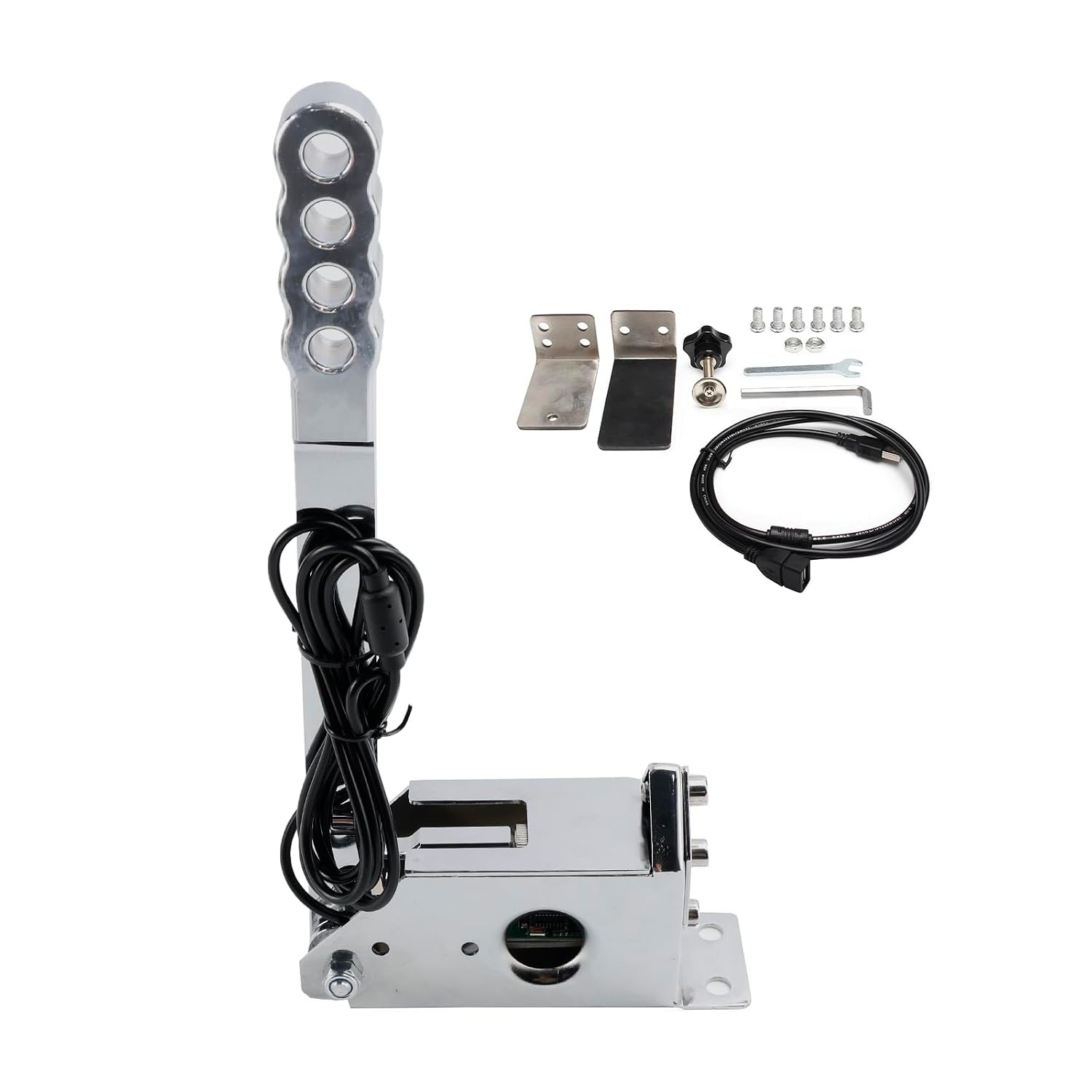 USB Handrem Sim Racing PC - 64-Bit Hall Sensor - Aluminium/Staal - Zilver - 34% Korting