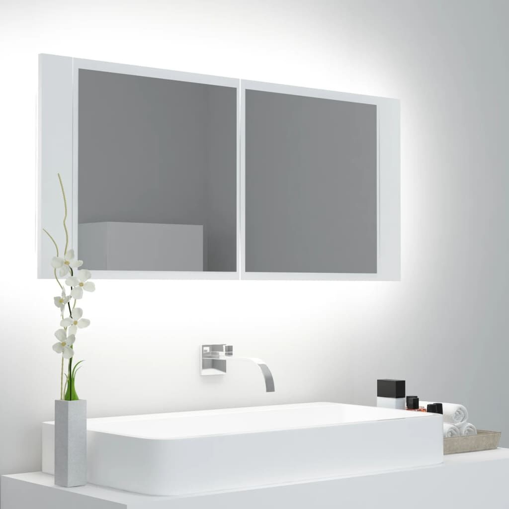 Badkamerkast met Spiegel en LED - Wit - 100x12x45 cm - 34% Korting