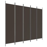 Kamerscherm met 5 panelen 250x200 cm Stof Bruin - 34% Korting