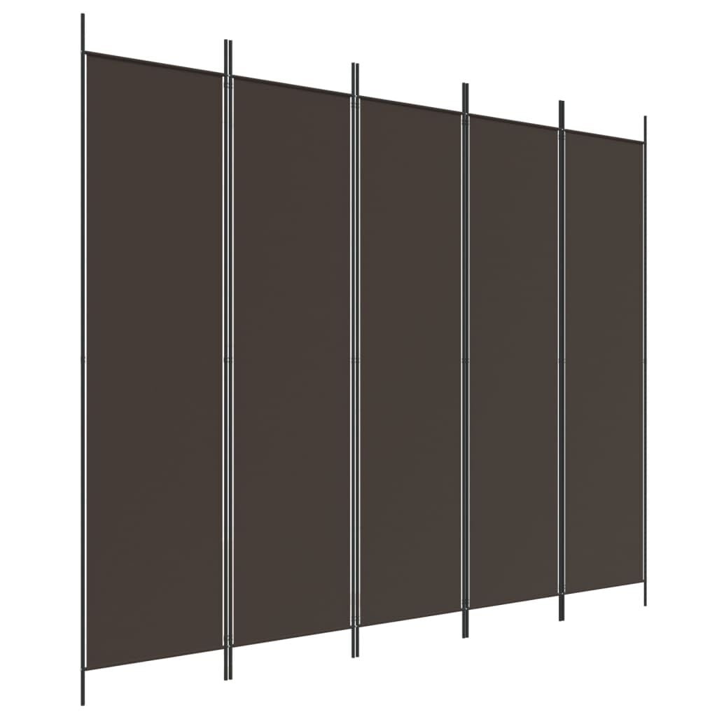 Kamerscherm met 5 panelen 250x200 cm Stof Bruin - 34% Korting