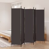 Kamerscherm met 5 panelen 250x200 cm Stof Bruin - 34% Korting
