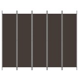 Kamerscherm met 5 panelen 250x200 cm Stof Bruin - 34% Korting