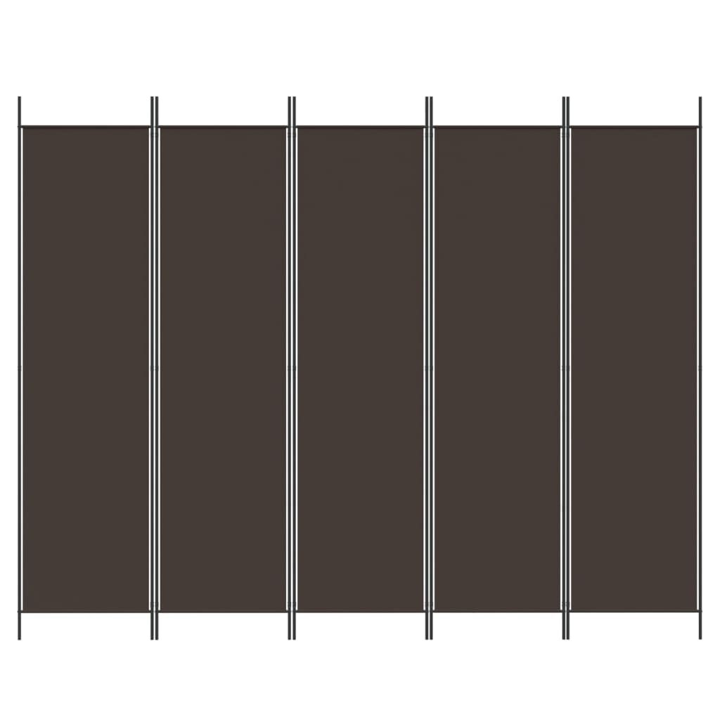 Kamerscherm met 5 panelen 250x200 cm Stof Bruin - 34% Korting