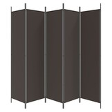 Kamerscherm met 5 panelen 250x200 cm Stof Bruin - 34% Korting