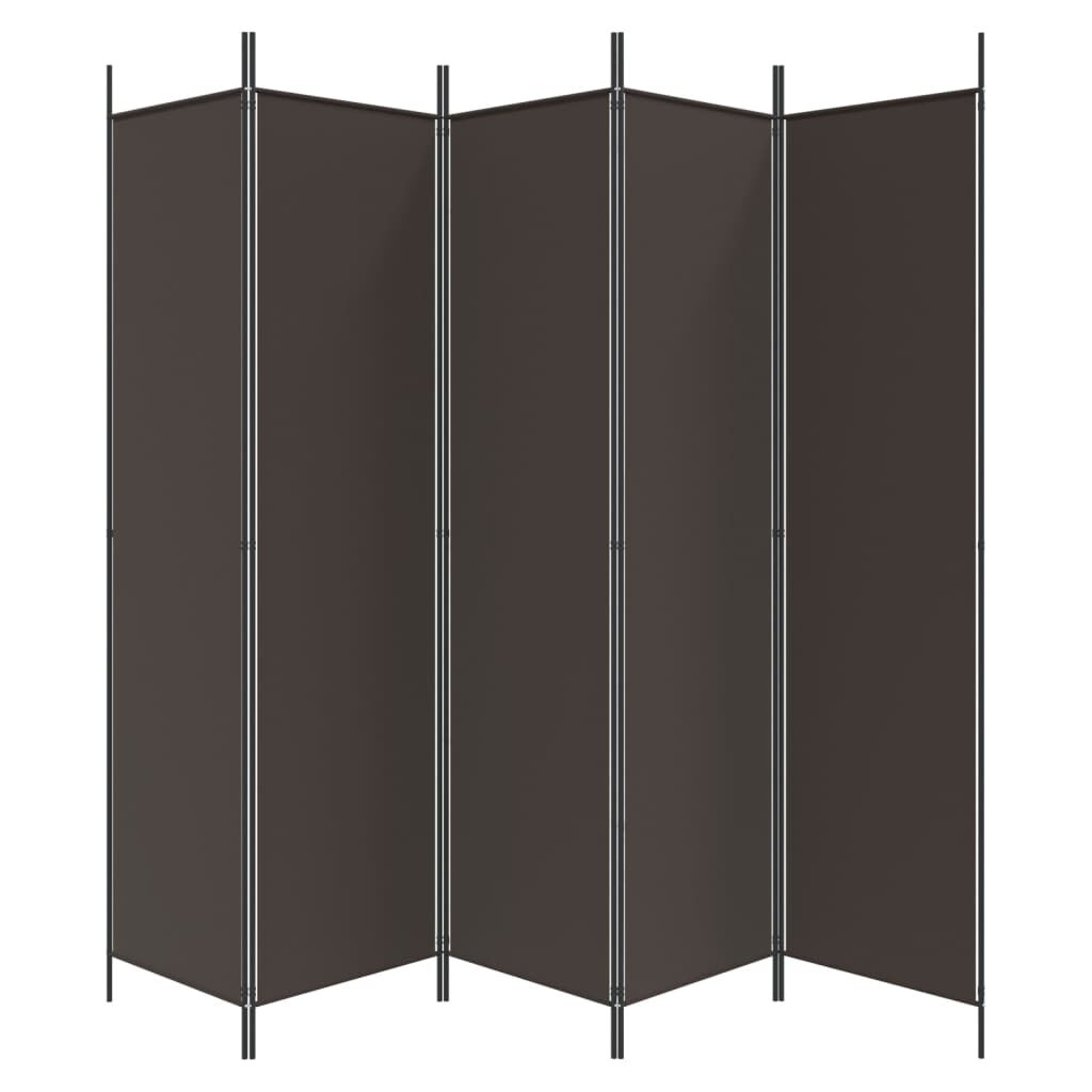 Kamerscherm met 5 panelen 250x200 cm Stof Bruin - 34% Korting