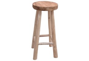 VidaXL Barkruk Massief Teakhout - Rustiek Ontwerp - 76cm Hoog - 35% Korting
