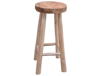 VidaXL Barkruk Massief Teakhout - Rustiek Ontwerp - 76cm Hoog - 35% Korting