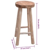 VidaXL Barkruk Massief Teakhout - Rustiek Ontwerp - 76cm Hoog - 35% Korting