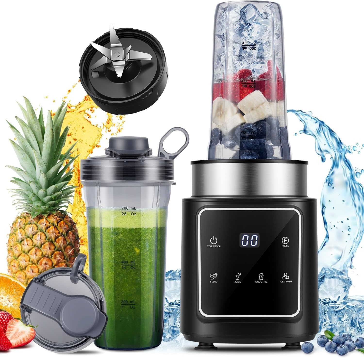 Krachtige Blender Staafmixer 1500W - 34% Korting | 2x 900ml Flessen