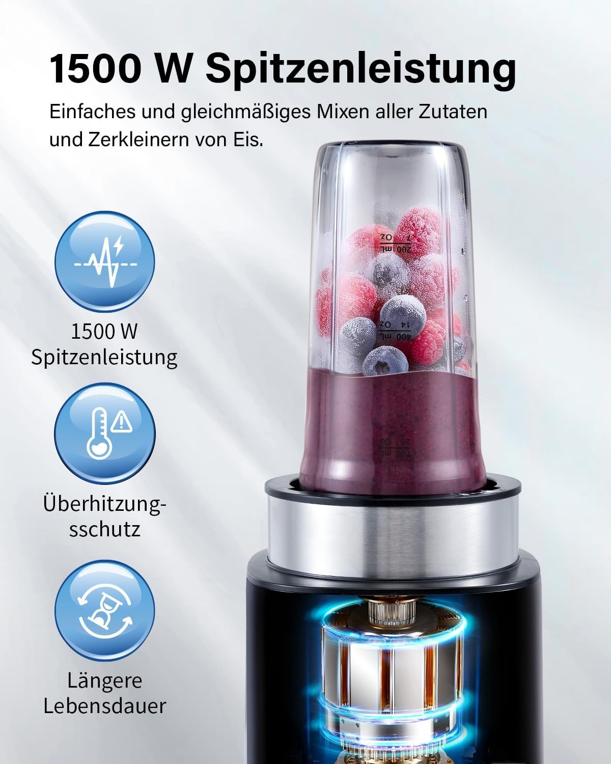 Krachtige Blender Staafmixer 1500W - 34% Korting | 2x 900ml Flessen