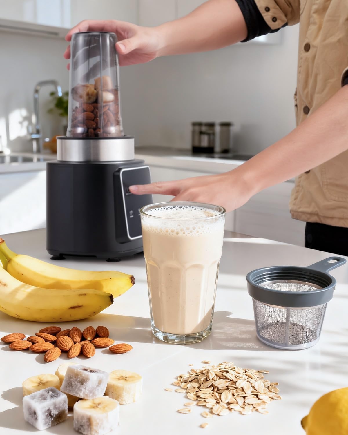 Krachtige Blender Staafmixer 1500W - 34% Korting | 2x 900ml Flessen