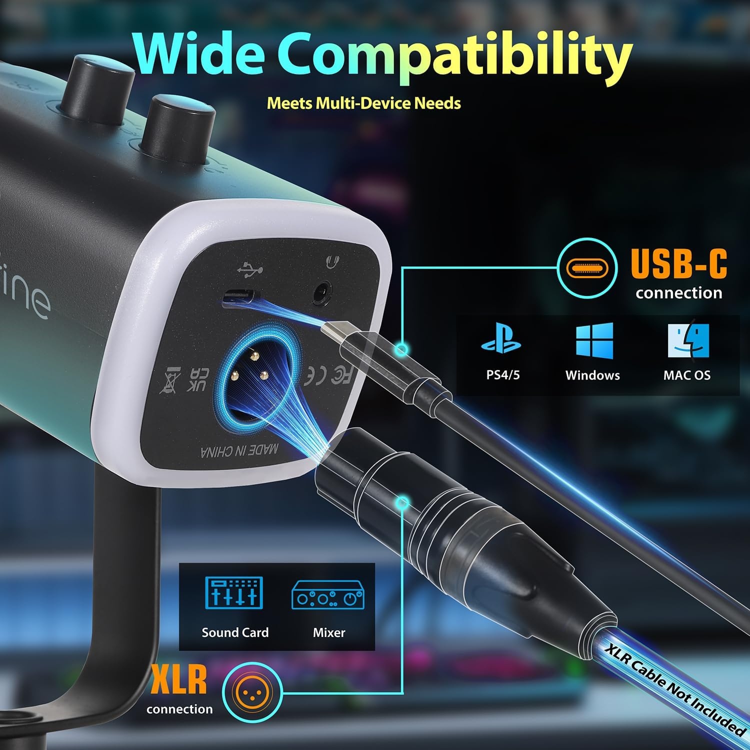 Dynamische XLR/USB Microfoon met RGB - Gaming/Streaming/Podcast (34% Korting)