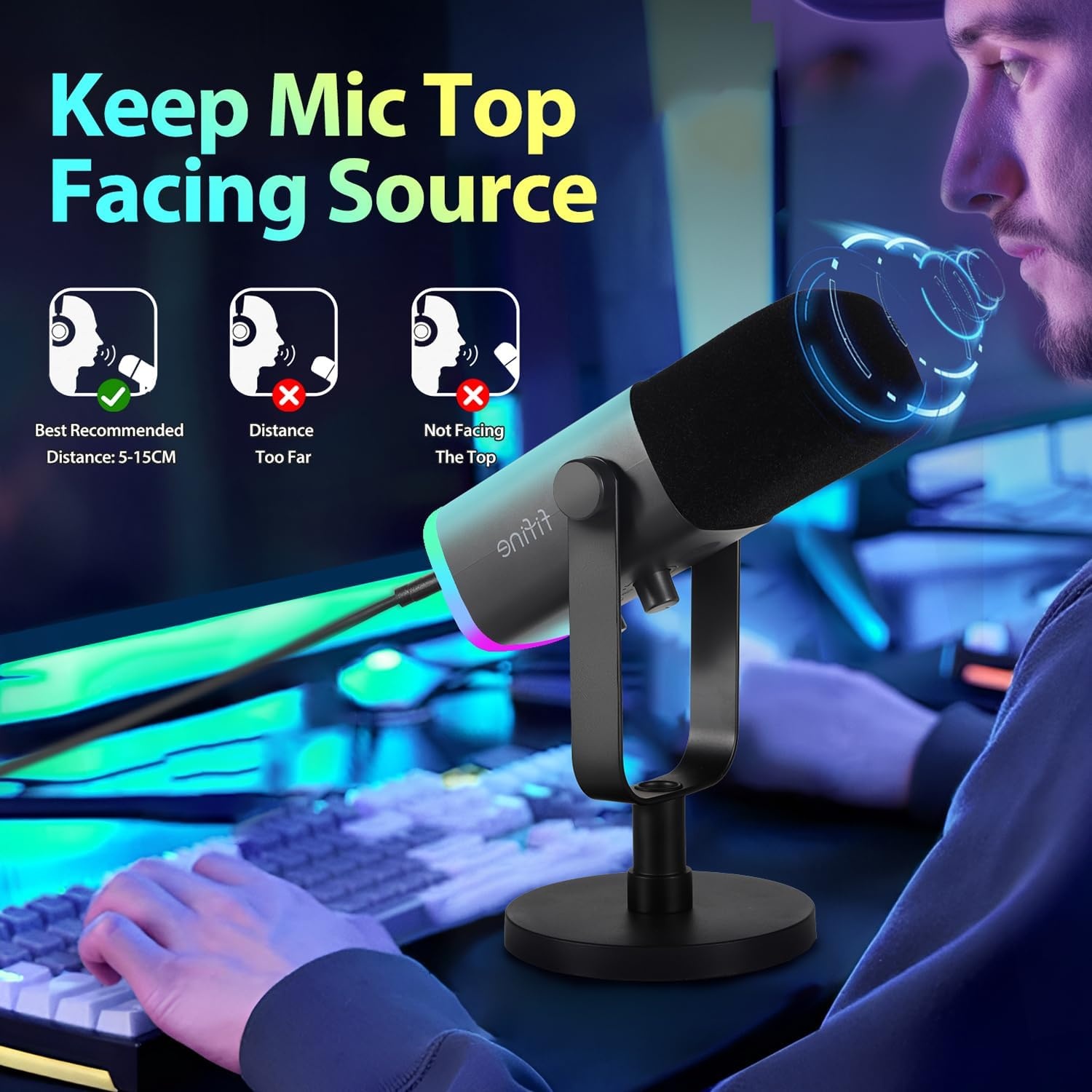Dynamische XLR/USB Microfoon met RGB - Gaming/Streaming/Podcast (34% Korting)