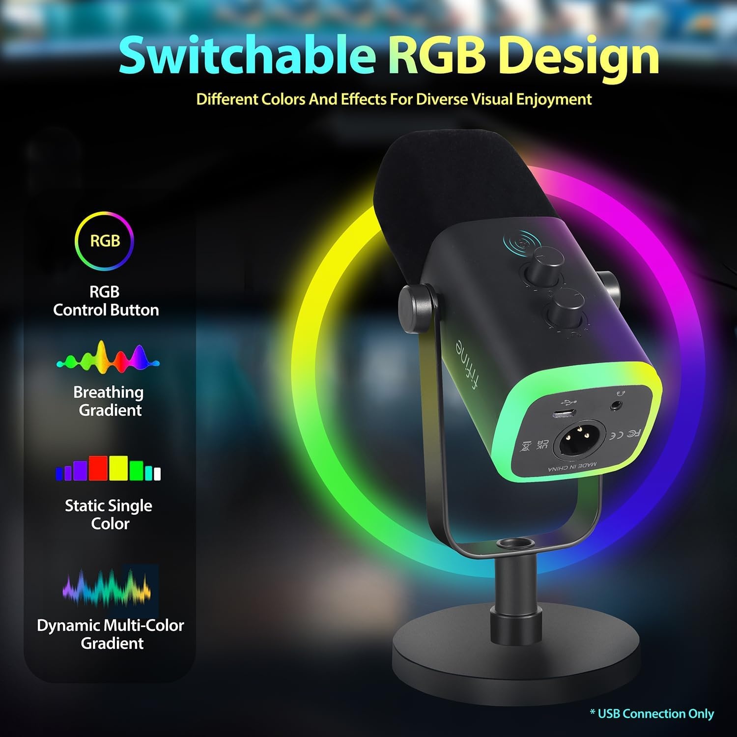 Dynamische XLR/USB Microfoon met RGB - Gaming/Streaming/Podcast (34% Korting)