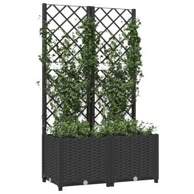 Plantenbak met Latwerk Zwart 80x40x136 cm - 34% Korting!