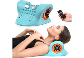 Draadloos Nekmassagekussen met Warmte & Trilling | Tegen Nekpijn | Blauw - 44% Korting