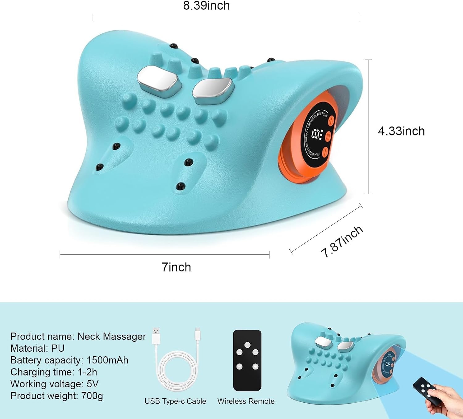 Draadloos Nekmassagekussen Blauw - 33% Korting