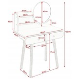 Kaptafel met Ronde Spiegel, 2 Laden - Wit/Hout - 34% Korting
