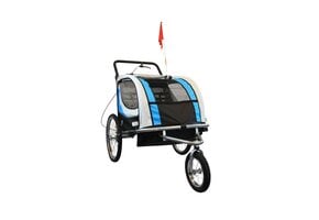 Fietskar kind - buggy - 2-zits - met schokbreker - blauw