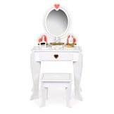 Kindertafel Kaptafel met Spiegel & Kruk - Wit, 50x33x92,5 cm - 34% Korting
