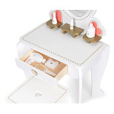 Kindertafel Kaptafel met Spiegel & Kruk - Wit, 50x33x92,5 cm - 34% Korting