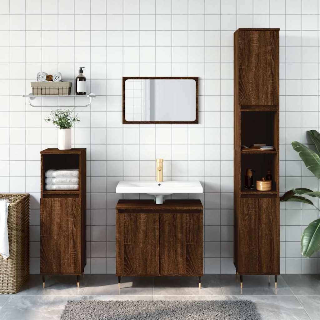vidaXL Badkamerkast 58x33x60 cm bewerkt hout bruin eikenkleur