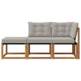 vidaXL 3 st Modulaire buitensofa eenheden Natuurlijk en Lichtgrijs