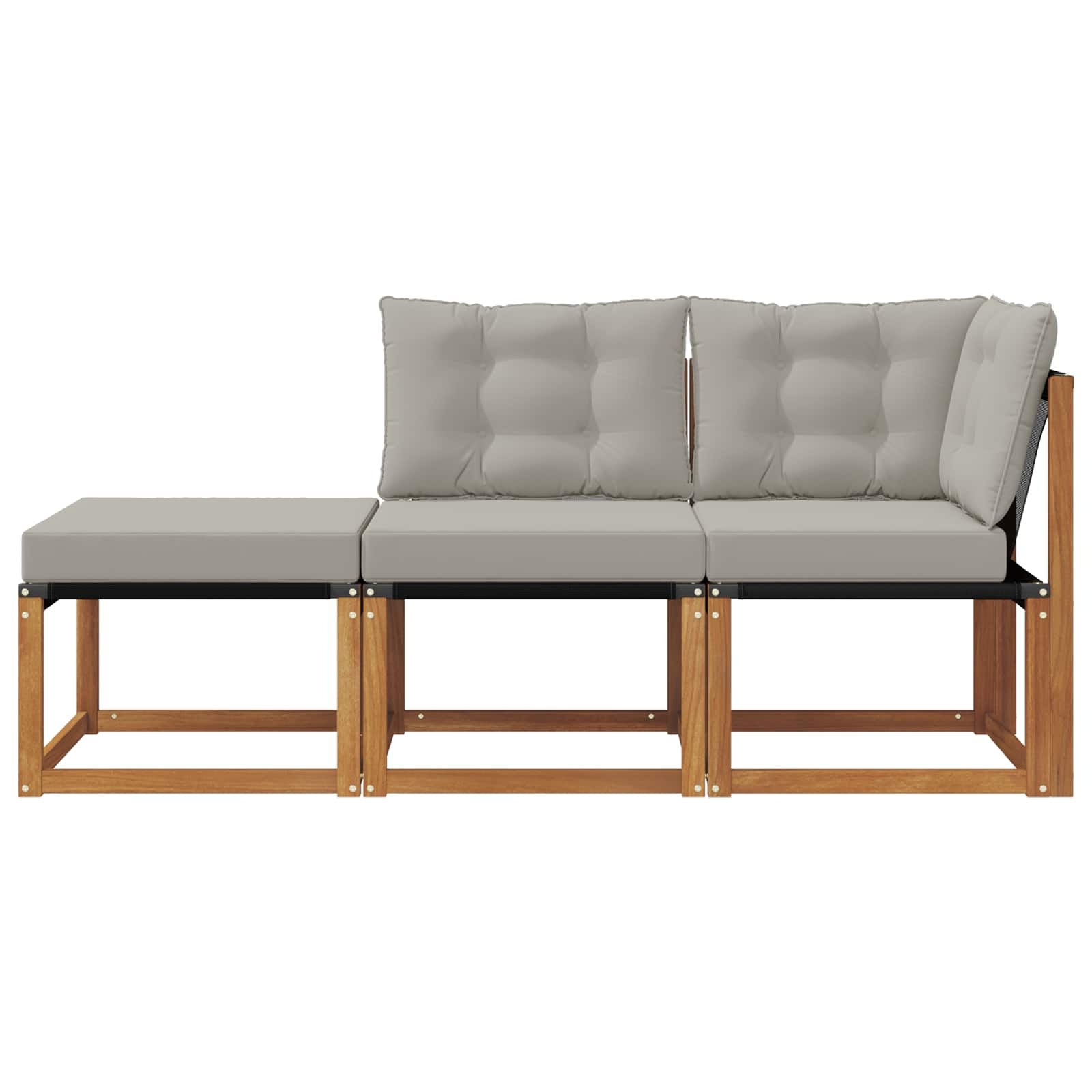 vidaXL 3 st Modulaire buitensofa eenheden Natuurlijk en Lichtgrijs