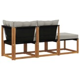vidaXL 3 st Modulaire buitensofa eenheden Natuurlijk en Lichtgrijs
