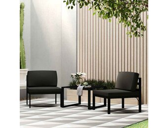 vidaXL 3-delige Loungeset met kussens aluminium antracietkleurig