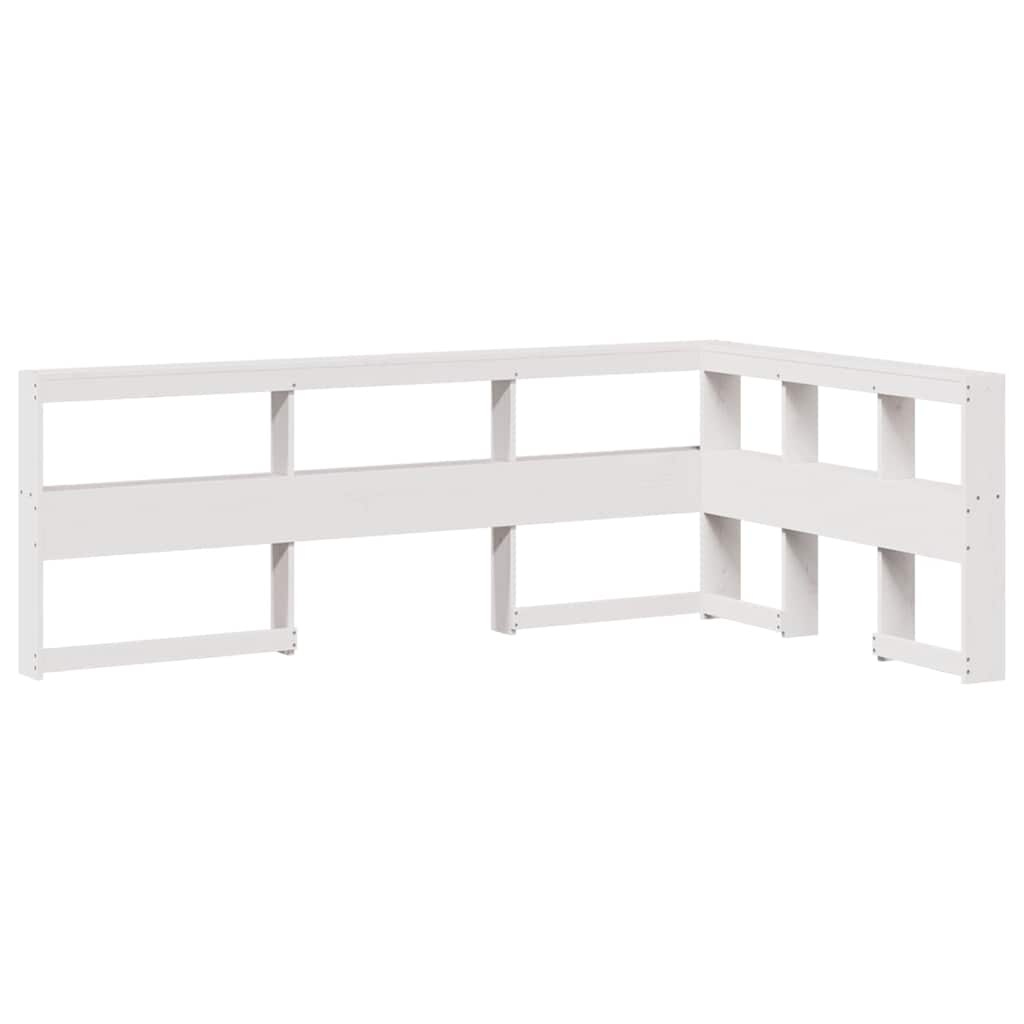 vidaXL Boekenkast Hoofdeinde L-vormig 120 cm massief grenenhout wit